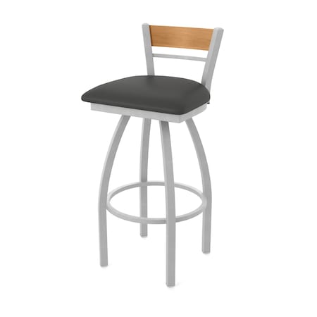 Holland Bar Stool Co Revelle 30in Swivel Bar Stool with Anodized Nickel Finish, Medium Back and Canter Iron Seat 881