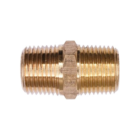Auveco Brass Hex Nipple 3/8in Threads A 3/8in Threads B, 5PK 319