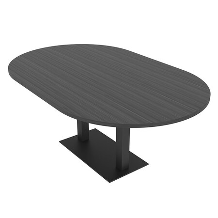 Skutchi Designs Racetrack Conference Table With Power Unit, 48 in W, 72 in L, Grey HAR-RAC-48X72-DOU.BK-WA7949-NA
