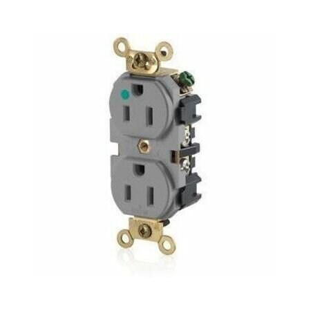 Leviton Hospital Grade Wide Body Duplex MRI Receptacle, 15 Amp, 125 Volt MRI82-GY