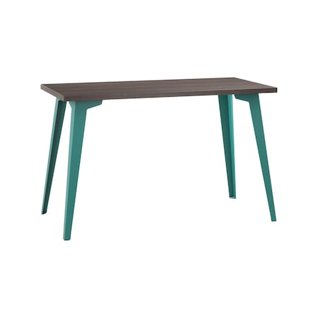 Orison Office 24x48 Mid Century Modern Desk, Teal / Trail Walnut 25793