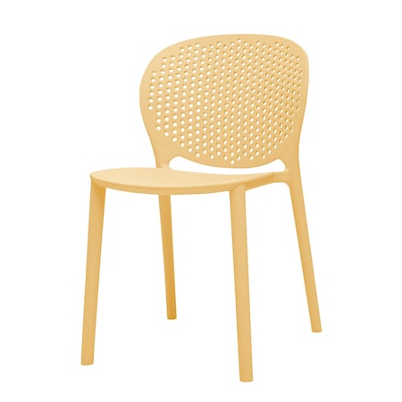 Homeroots Set Of Four Yellow Heavy Duty Plastic Juvenile Chairs, 4PK 554667