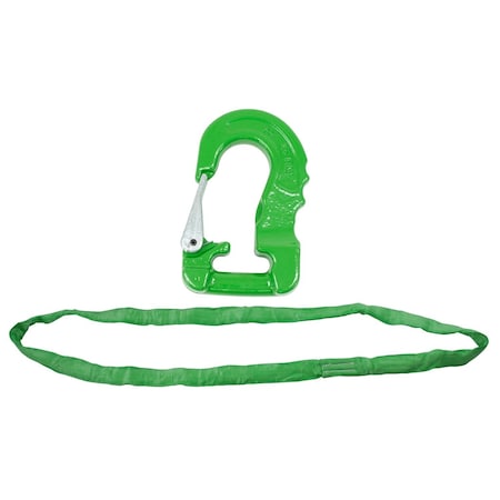 Mytee Products Endless Round Sling 8ft Green w/ Hook Combo Crane Wrecker Towing RSLH-8-5300-G