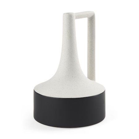 Homeroots 12" Black And White Ombre Ceramic Jug Vase 608605