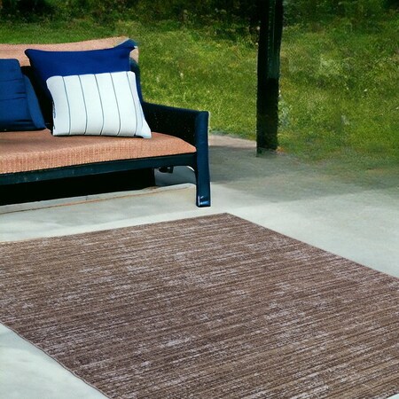 Homeroots 4' X 6' Brown and Ivory Striped Stain Resistant Indoor Outdoor Area Rug 531654