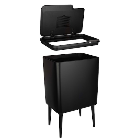 Home-Complete Trash Can 8.7-Gallon Trash Can with Lid, Removable Legs, & 3L Recycling/Compost Bin Odor-Resistant ST-TRSH-BL