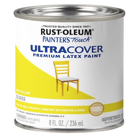 Rust-Oleum Interior/Exterior Paint, Gloss, Sun Yellow, Half Pint 1945730