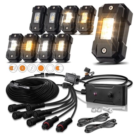 Race Sport 12pc Strob Flash Wh Am LED Rock Lite Kit RLK12WA