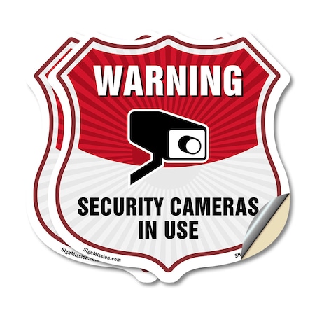 Signmission Video Surveillance Shield Sign Warning S, 18 inch X 18 inch, Vinyl Decal, 2PK SHI-D-2PACK-18-468