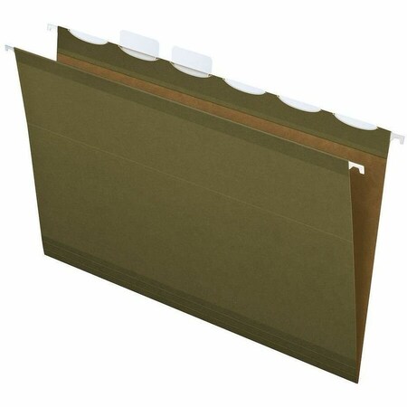 Pendaflex Ready-Tab Hanging File Folders- 1/5 Tab- Kraft- Legal- Standard Green- 25/Box, 25PK 42591