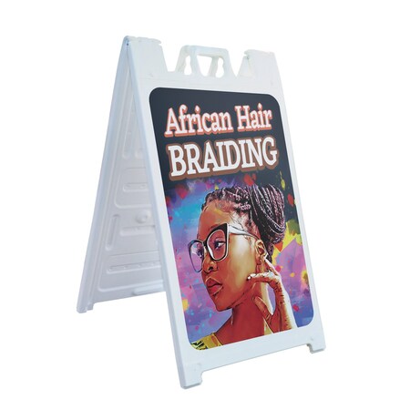 Signmission African Hair Braiding, A-Frame & 2 Sign Inserts, Heavy-Duty Plastic Frame SBHD-C-2436-30339