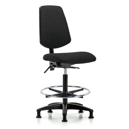 Blue Ridge Ergonomics Fab Hi Bench Chair, Med, Bk, CF, Glides, Blk, No Arms, 26" to 35-1/2" Height, Black BR-FHBCH-MB-RG-T0-A0-CF-RG-F42