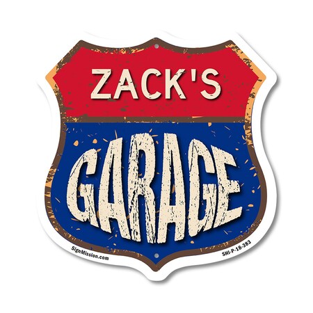 Signmission Zack's Garage, 18 Inch X 18 Inch, Plastic Sign SHI-P-18-383-ZACK