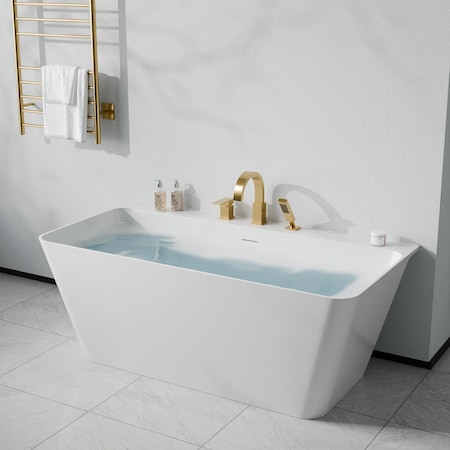 Anzzi Freestanding Tub, 67 in L, 31.5 in W, Brushed Gold, Acrylic, Center FTAZ11467-473BG