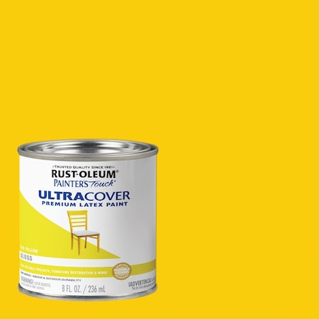 Rust-Oleum Painters Touch 2X Ultra Cover Premium Latex Paint Gloss Sun Yellow 1/2 Pt. 1945730