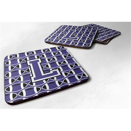 Carolines Treasures Letter L Football Purple and White Foam Coaster, Set of 4 CJ1068-LFC