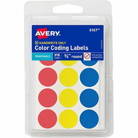 Avery Removable Color-Coding Labels, Re, PK315 6167
