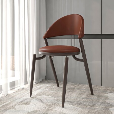 Leisuremod Venice Collection Modern Dining Chair In Black in Dark Brown, 2PK VC49DBR2