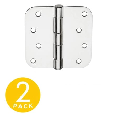 Global Door Controls 4 in. x 4 in. Residential Full Mortise 5/8 in. Radius Door Hinge with Removable Pin - Pack of 2 CP4040-5/8-US26-2