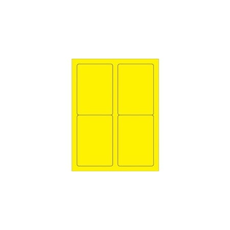 Bubblefast 3 1/2 x 5'' Fluorescent Yellow Rectangle Laser Labels-4 Labels per Sheet BFLL176YE