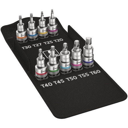 Wera 8767 C TORX HF 1 Zyklop bit socket set with 1/2 in drive, with holding function, 9 pieces 5004202001