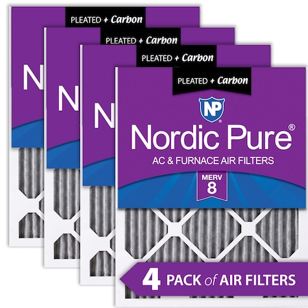 Nordic Pure 16x24x1 Plus Carbon Pleated Air Filter, High Capacity, MERV 8, 4 PK 16x24x1PM8C-4