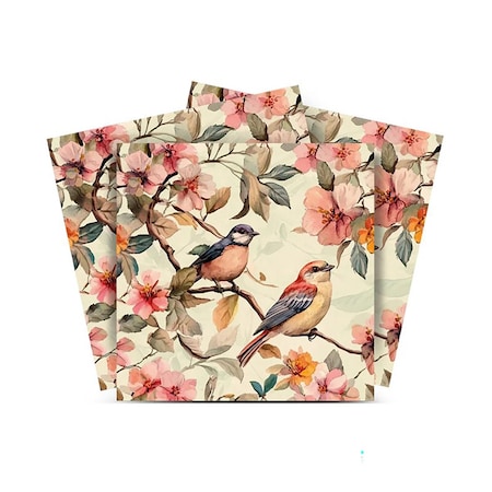 Homeroots 7" x 7" Brown And Pink Vinyl Arabesque Peel And Stick Removable Tiles 571235