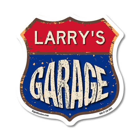 Signmission Larry's Garage, 18 Inch X 18 Inch, Plastic Sign SHI-P-18-383-LARRY