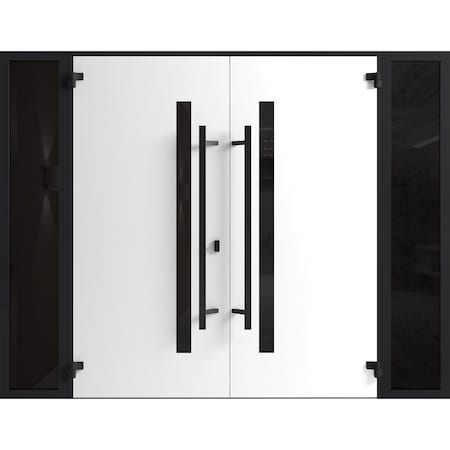 Vdomdoors Front Exterior Prehung Aluminum Double Doors Ronex0162 Red Oak Mirrored Clear Glass 2 Sidelights RONEX0162DEXD-RED-W14+72+14xH96-RH-I