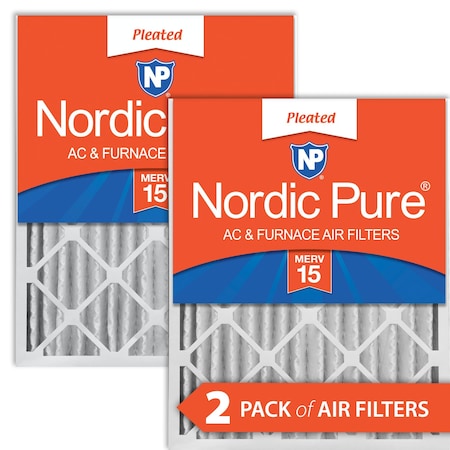 Nordic Pure 16x25x4 Pleated Air Filter, High Capacity, Electrostatically Charged Synthetic Media, MERV 15, 2 PK 16x25x4M15-2