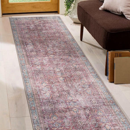 World Rug Gallery Vintage Transitional Boho Machine Washable Runner Rug 2 ft 6 in x 7 ft Multi 6038MULTI2X7