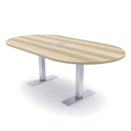 Skutchi Designs 6ft Conference Table With Power Unit | 6 Person Modular Racetrack Meeting Table | Harmony Series HAR-RAC-48X72-T-K525-ESIL