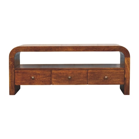 Homeroots 43in Brown Solid Wood Enclosed and Open Storage TV Stand 719186