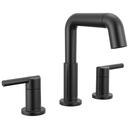 Delta Nicoli Two Handle Widespread Pull-Down Bathroom Faucet, 7.13 in, Matte Black 35849LF-BLPD
