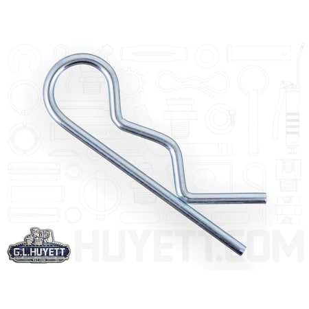Huyett Bridge Pin, Zn Plt Spg Stl, .125 Wire Dia x 2.875 L x .630 In Eye Dia x Fits .75 to 1-1/8 Shft BP-238