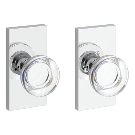 Baldwin Privacy Contemporary Crystal Knob and Contemporary 5in Rose with 6AL Latch and Dual Strike PVCCYCFR260