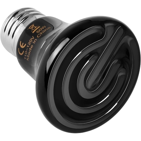 Simple Deluxe 50W Mini Ceramic Heat Emitter Reptile Heat Lamp Bulb No Light Emitting Brooder Coop Heater, Black PTBULBINVISIBLE50S