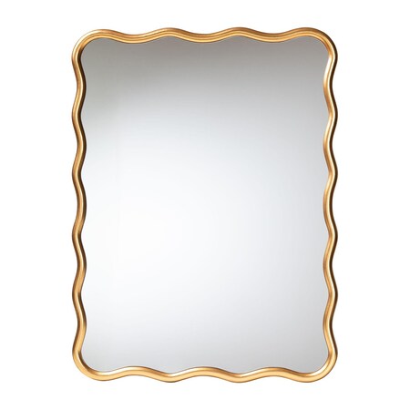 Baxton Studio Cassara Gold Scalloped Rectangular Accent Wall Mirror 264-14521-ZORO