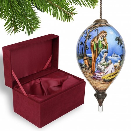 Homeroots Holy Family Christmas Hand Painted Mouth Blown Glass Ornament 477485