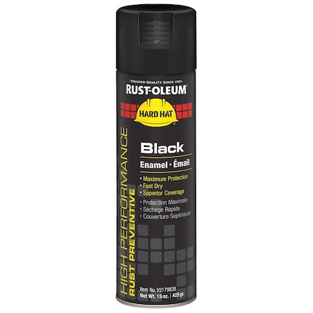 Hard Hat 15 Oz Rust-Oleum Brands Black Enamel Spray Paint, Gloss V2179838