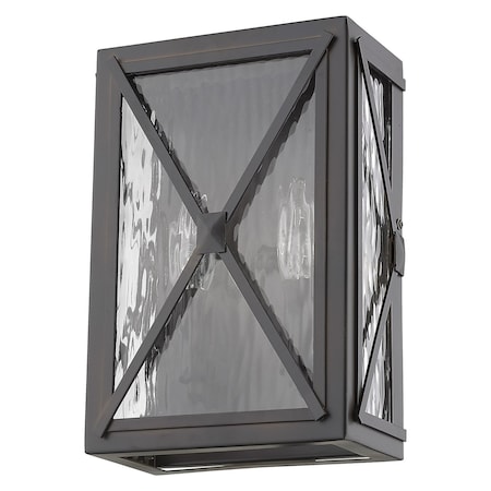 Homeroots Burnished Bronze Criss Cross Water Glass Outdoor Light 398334