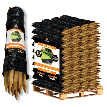 Xpose Safety 3ft x 100ft Silt Fence Heavy Duty, 50PK SFHD-310-50-X