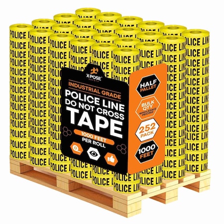 Xpose Safety Police Line Do Not Enter Tape Roll, 3 Inch Wide x 1000 Feet, Yellow w/Black Letters, 252PK PPLT-HP252-X