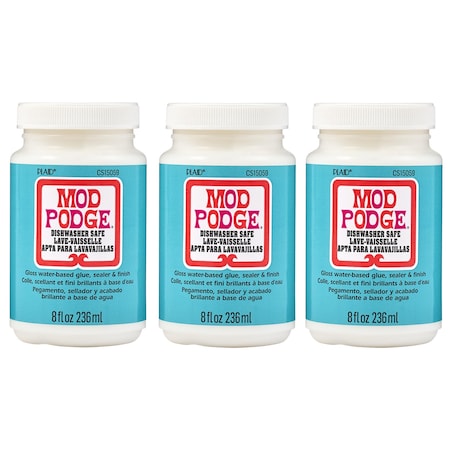 Mod Podge Decoupage Glue, Dishwasher Safe, Gloss, 8oz., 3PK CS15059