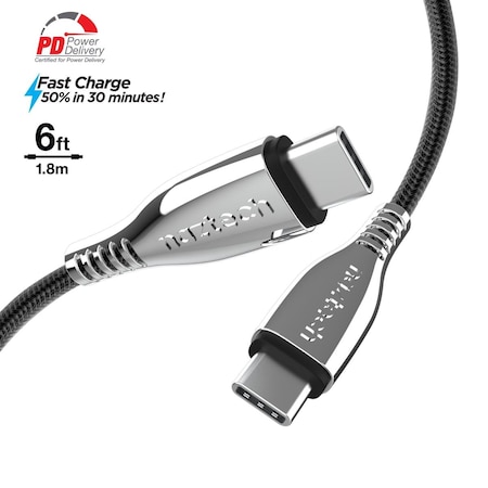 Nextgen Titanium USB-C to USB-C Braided Cable 6ft NE3543626
