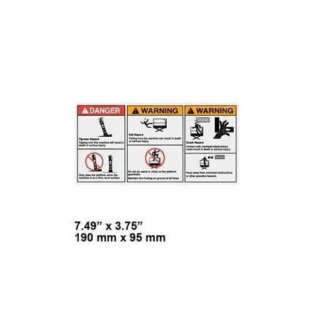 Genie REPLACEMENT DECAL, DANGER/WARNING COMBO, H 1305439GT