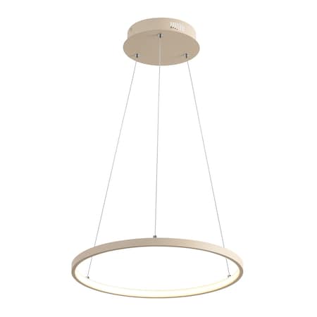 Jonathan Y Brice 15.75" Modern Contemporary Metal Round Dimmable Integrated LED Pendant, Beige JYL7202H