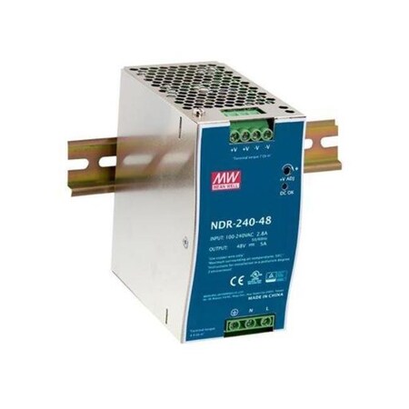 Meanwell Mean Well - AC-DC Single output Industrial DIN rail power supply; Output 24Vdc at 10A; me NDR-240-24