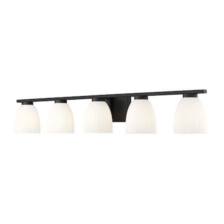 Z-Lite Naya 5-Light Vanity, 40 in W, Matte Black 7518-5V-MB