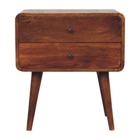 Homeroots 24" Chestnut Solid Wood Two Drawer Nightstand 651536